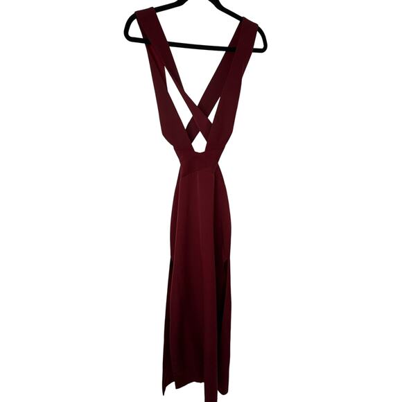 Fame & Partners Formal Dress Women 4 Burgundy Plunge Cutout Slit Maxi Gown - Picture 4 of 12